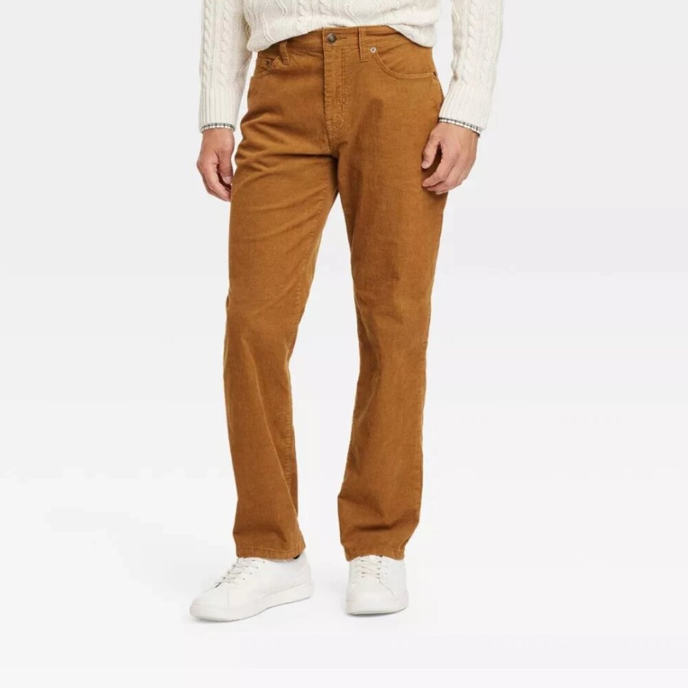 Goodfellow & Co Men's Gingerbread Brown Straight Fit Corduroy 5-Pocket Pants